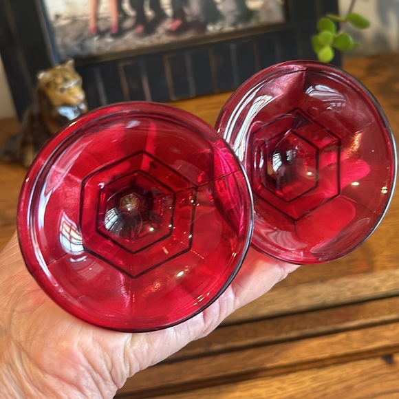 Vintage Indiana Glass Ruby Red Candle Holder - 2 - Picture 6 of 14